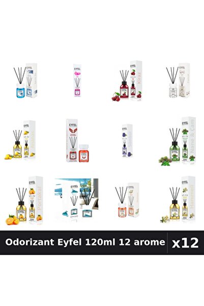 Eyfel Set 12 Odorizante Camera cu Betisoare - 12 Arome Asortate Parfum, 120ml