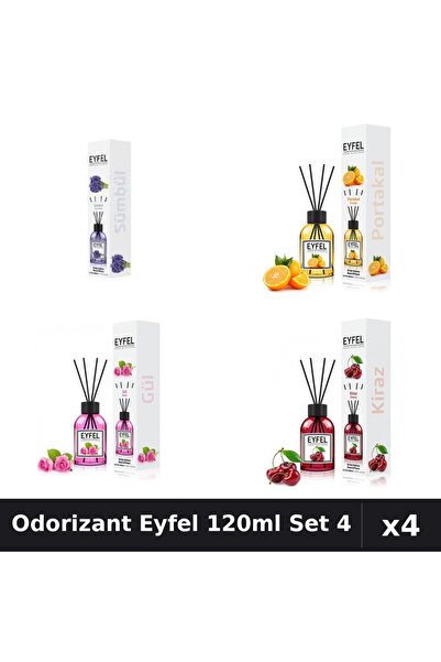 Eyfel Set 4 Odorizante Camera cu Betisoare - Zambile, Portocala, Trandafir, C...