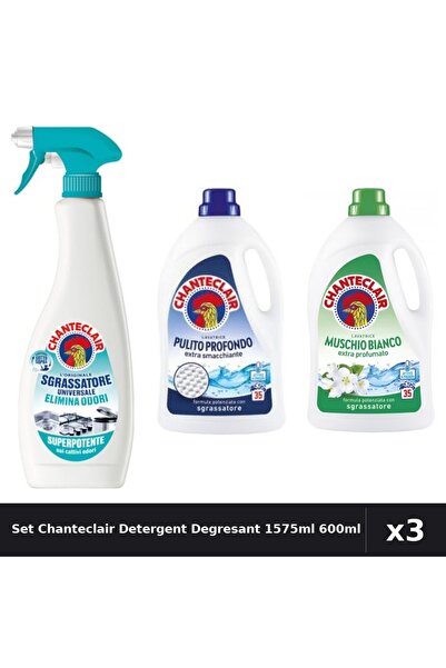 Chanteclair Set 3 Detergent și Degresant 1575ml 600ml - Anti-Miros, Mosc Alb,...