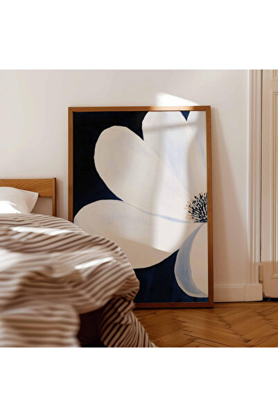 Tuba Decor Едноделна картина с дървена рамка, тъмносиньо цвете