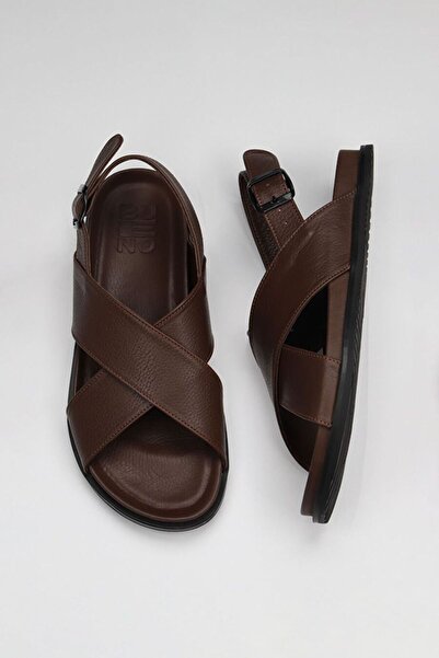 BUENO Shoes Kahverengi Deri Erkek Sandalet 11s23261