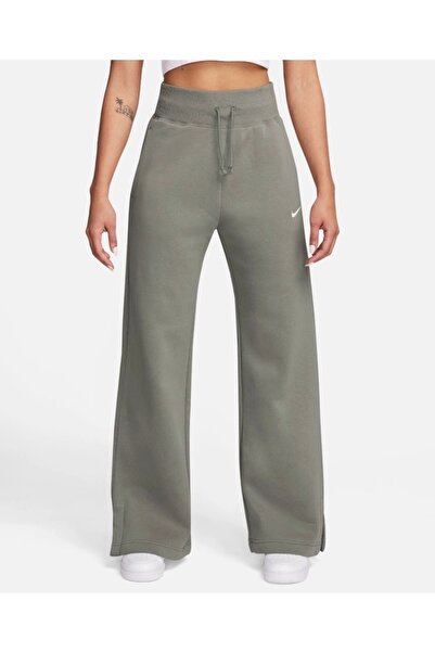 Nike Sportswear Phoenix Fleece High-Waisted Wide Haki Kadın Eşofman Altı KUZE...