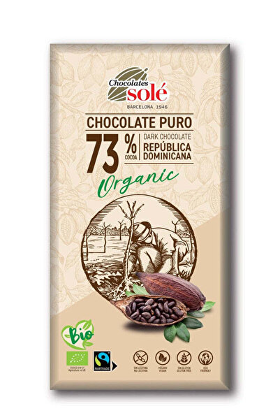 Chocolates Sole Βιολογική Μαύρη Σοκολάτα 73% Κακάο 100γρ