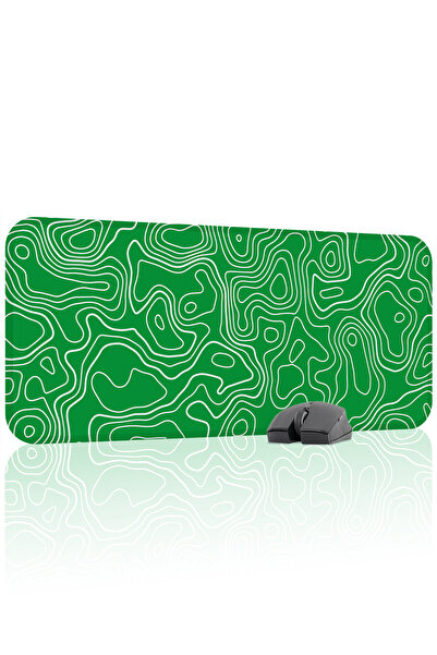 mousepad bastir لوحة ماوس للألعاب باللون الأخضر والأبيض مقاس 70 × 30 XL، قاعد...