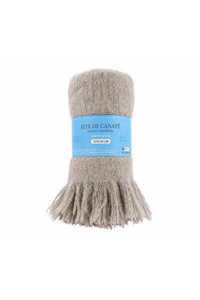 OEM Pătură Decorativă Tip Șal pentru Canapea, Gri Deschis, cu Franjuri, 127x1...