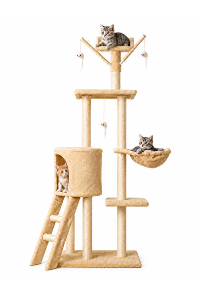 Waite Payging Cat Tower 135cm, Multi-Tier Cat Condo with Scratching Posts, To...