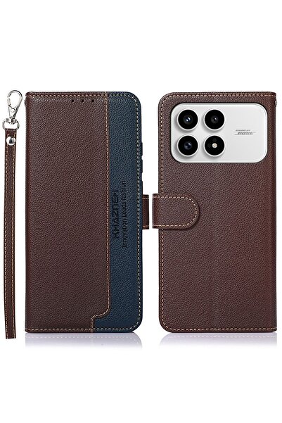 KHAZNEH Litchi Texture Θήκη Πορτοφόλι Brown (Xiaomi Poco F8 Pro 5G)