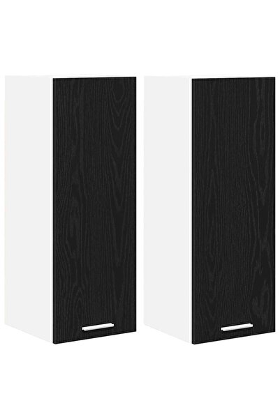vidaxl Wall cabinet 2 pcs Black and White Oak 30 x 31 x 80 cm