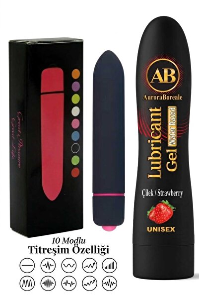 AuroraBoreale Büyük Boy 125 ML Çilekli Kayganlaştırıcı Jel 10 Titreşim Modlu ...