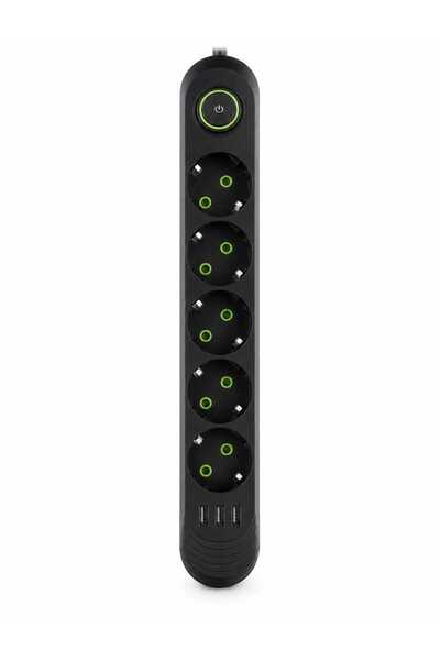 ANY SHOP MARKET Prelungitor Electric 5 Prize si 3 Porturi USB, 2500W, Cablu 3...