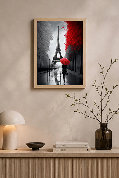Desenova Turnul Eiffel din Paris, umbrelă roșie, poster cu femei, tablou cu r...