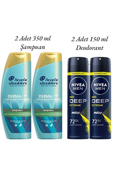 NIVEA men Sprey Deodorant 72 Saat Anti-Perspirant 150 ml 2 Adet + Derma X Pro...