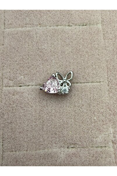 Çelik Kararmaz Gümüş Zirkon Kelebek Kalp Helix Kıkırdak Tragus Piercing 8 MM