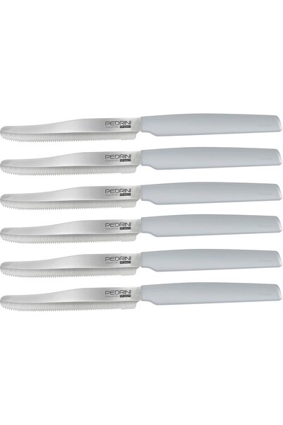 Pedrini Kitchen Knife Set, White Handle - 6 Pieces