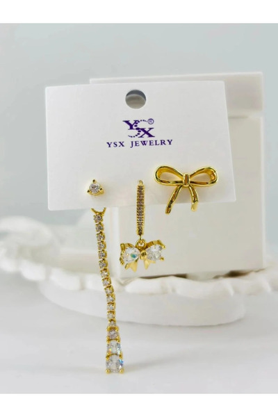 Marsilyan Nvdn- Ieg - Zircon Stone Triple Combination Earrings Iegrs-Nvdn1