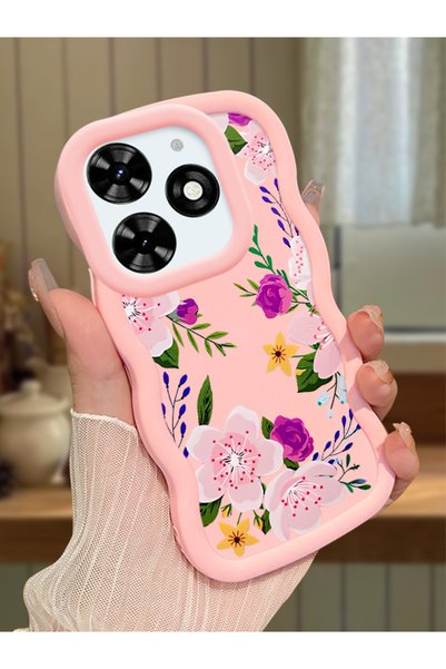 Hontinga Tecno Spark Go 2024 Compatible Case Camera Protector Pink Silicone C...