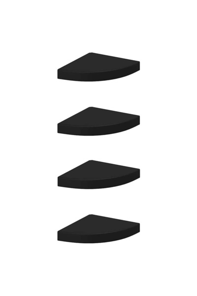 vidaxl Rafturi colțar suspendate, 4 buc., negru, 25x25x3,8 cm, MDF