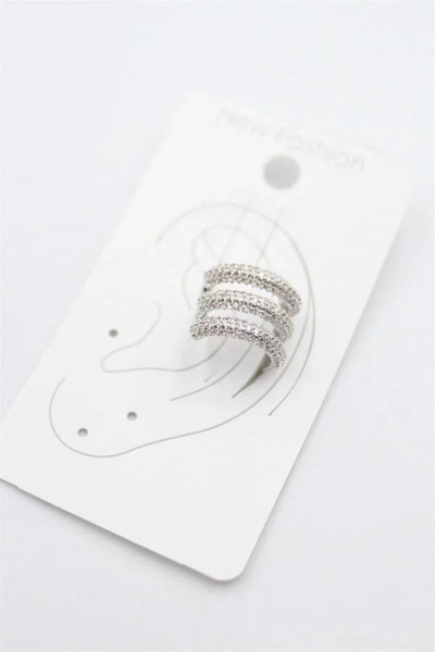 Marsilyan Nvdn- Ieg - Stoned Cartilage Earrings - Silver Iegrs-Nvdn1