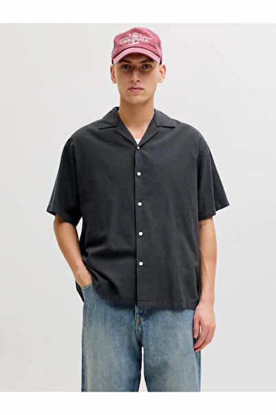 Jack & Jones Jjebreeze Linen Blend Resort Shirt Black Men's Shirt 12288594