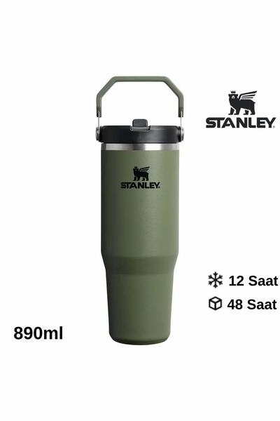 Stanley كوب ثيرموس آيس فلو فليب مع قشة، سعة 0.89 لتر، لون كاكي