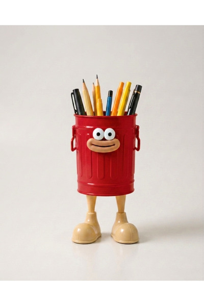 Limmy Cute and Funny Desktop Pen Holder with Metal Body - Red