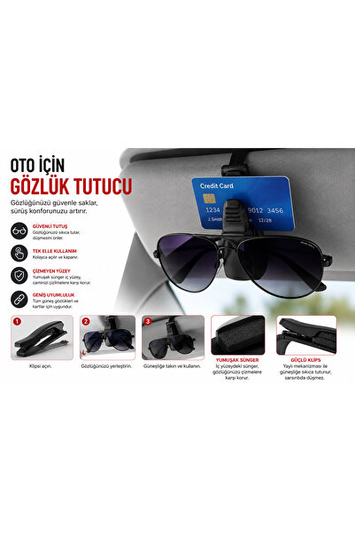 Alıç Car Sun Visor Glasses Holder Clip Auto Glasses Hanger Sponge Protected B...