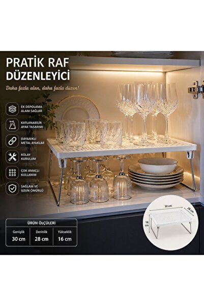 GM Pratik Raf Düzenleyici Dolap İçi Düzenleyici Katlanabilir Mutfak Organizer...