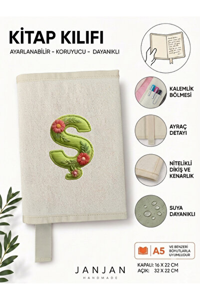 JANJAN DOĞAL KUMAŞ Kitap Kılıf,Yıkanabilir Kitap Kılıfı,Kitap Koruyucu,32x22 ...