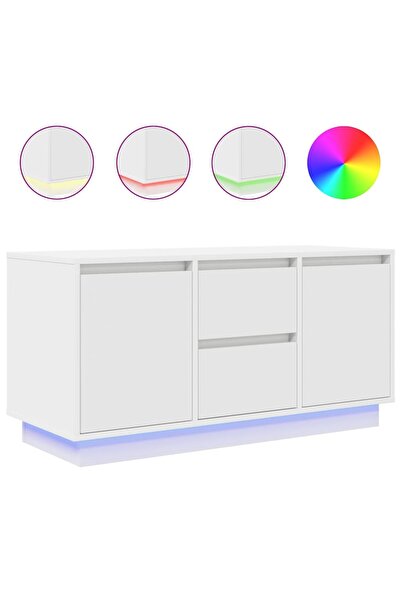 vidaxl Dulap TV cu lumini LED alb 100x41x50 cm