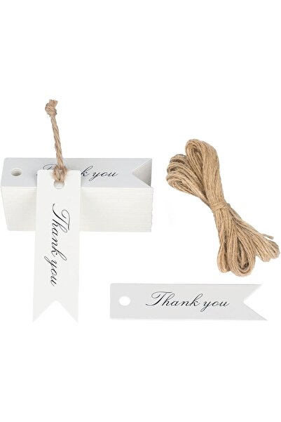 naturevo 150 Adet Thank You Hediye Etiketi 7x2 cm 300 gr Kalın Karton Yazılab...