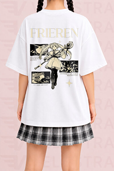 Velostra Women's Frieren Printed Oversize Crew Neck Cotton Casual Combed Cott...