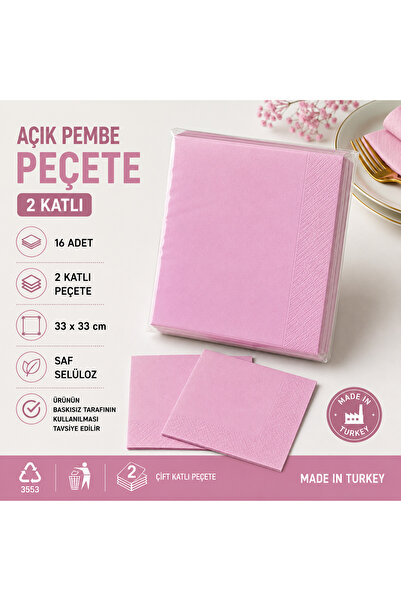 Ege Pastacılık Svetlo roze dvoslojna salveta 33x33 cm – 16 komada čiste celul...