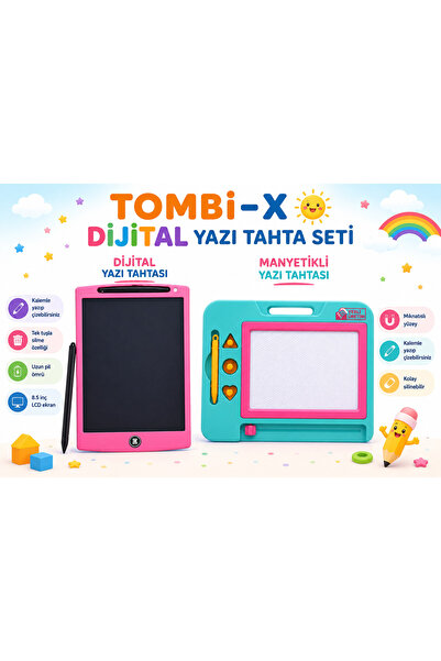 TOMBİ-X Digital Lcd Writing Board and Magnetic Magic Writing Board Set for Ki...