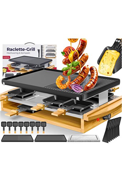 KESSER Doğal ızgara taşlı KESSER® raclette ızgara, 8 kişilik ızgara plakası m...