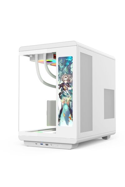 GAMETECH Vision 12 İnç LCD Ekranlı, Kumandalı, 7x120mm ARGB Fanlı Gaming Akvaryum Kasa – Beyaz