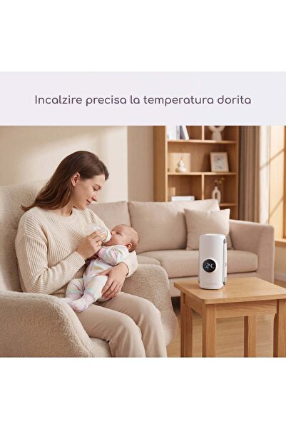 PrietenBebe Incalzitor Portabil Biberoane cu Baterie 6000mAh - 6 Trepte Tempe...