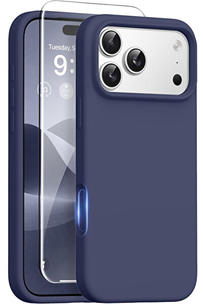 EDELFU iPhone 17 PRO MAX - (2'Li Set) • Silikon Yumuşak Kadife Kılıf • 9H Tem...