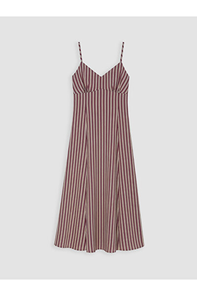 LC Waikiki Esvab • Modern & Distinctive Striped Rope Strap Waist-Slit Dress
