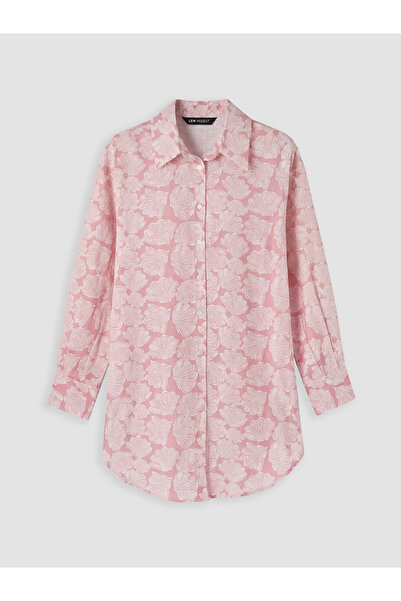 LC Waikiki Pembe Desenli Oversize Kadın Gömlek Tunik