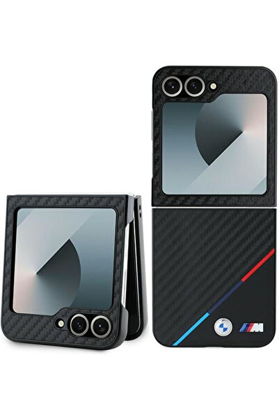 BMW Πίσω Κάλυμμα Carbon Tricolor Πλαστικό / Δερμάτινο Μαύρο (Galaxy Z Flip6) ...