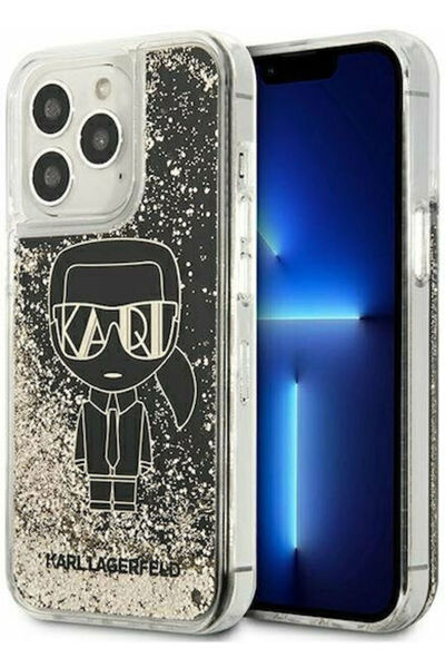 Karl Lagerfeld Gatsby Υγρό Γκλίτερ Πλαστική Μαύρη Θήκη Πλάτης (iPhone 13 Pro)...