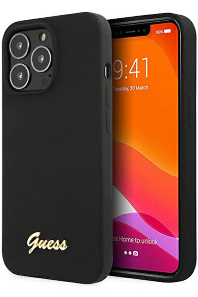 Guess Μαύρη θήκη σιλικόνης με χρυσό λογότυπο (iPhone 13 Pro) Κωδικός: GUHMP13...