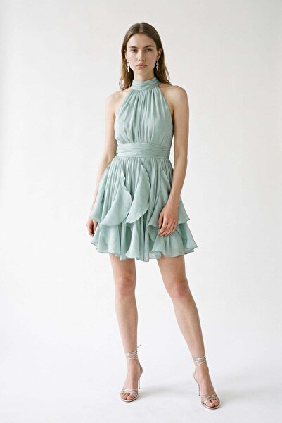 Lencie Flywheel Detailed Mini Evening Dress Mint