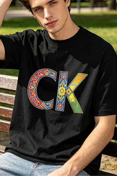 Fleck Casual Style T Shirts For Men With Colorful Ornamental Ck Design Person...