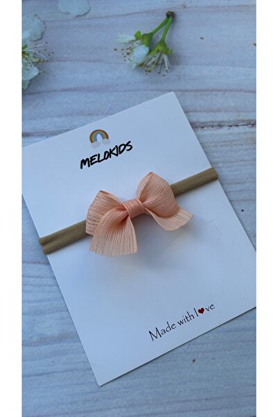 MeloKids Salmon Color Linen Ribbon Baby Bandana