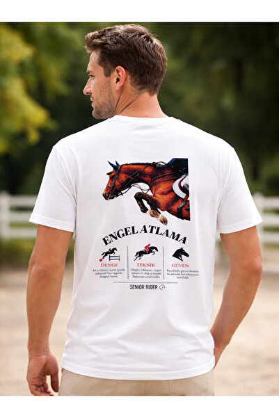 Binicilik Engel Atlama Baskılı Tshirt