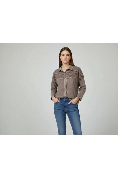 Sierra otantik Women's Mink 100% Cotton Scallop Embroidered Relaxed Fit Stone...