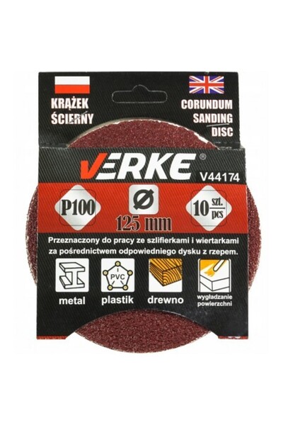 VERKE Disc abraziv, 125mm P120 10 bucăți, V44175