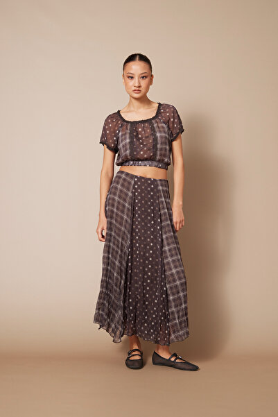Nisan Combined Patterned Midi Skirt