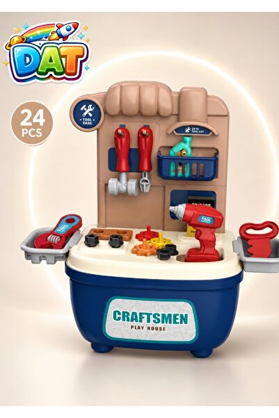 DAT Kids Tool Playset 24pcs with Toolbox – 2-in-1 Drill Workshop Construction...